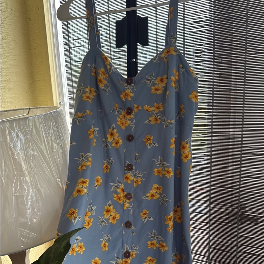No Boundaries Blue Midi Sundress Sweetheart Neckline